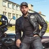 Vyriška odinė motociklininko striukė W-TEC Juodas Heart Wings