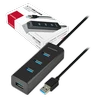 AXAGON HUE-S2BL 4x USB3.0 įkrovimo šakotuvas 1,2 m laidas, MicroUSB įkrovimas