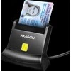 Axagon Universalus stalinis USB kontaktas Smart/ID kortelių skaitytuvas su ilgu USB-A laidu.