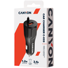 CANYON automobilinis įkroviklis C-033 2.4A/USB-A su integruotu „Lightning“ Juodas