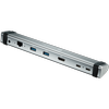 CANYON DS-6, kelių prievadų prijungimo stotis su 7 jungtys: 2*Tipas C+1*HDMI+2*USB3.0+1*RJ45+1*garsas 3.5mm, Įvestis 100-240V, Išvestis USB-C PD 5-20V /3A&USB-A 5V/1A, su c tipo iki c tipo kabeliu 0.3m, Space pilka, 226*33.7*24mm, 0.174kg