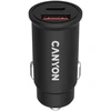 CANYON C-20B03, PD 30W/QC3.0 18W Kišeninis automobilinis įkroviklis su 1-USB A+ 1-USB-C įvestis: DC12V-24V, Išvestis: USBC: PD30W( 5V3A/9V3A/12V2.5A/15V2.5A/15V.3.0. 18W (5V3A