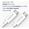 CANYON UC-44, kabelis, U4-CC-5A1M-E, USB4 TYPE-C į TYPE-C kabelių rinkinys 40G 1m 5A 240W(ERP) su E-MARK, CE, ROHS, baltas