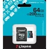 KINGSTON 64 GB Micro SDXC CANVAS GO! PLUS GEN4 200MB/S A2 U3 V30 KORTELĖ + ADAPTERIS
