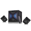 Kompiuterio kolonėlės Fenda F&D F550X 2.1 daugialypės terpės garsiakalbiai, 56 W RMS (14 Wx2 + 28 W), 2x3 colių palydovai + 6,5 colio žemųjų dažnių garsiakalbis, BT 5.0 / NFC / AUX / USB / FM / SD kortelių skaitytuvas / kelių spalvų LED / LED Ekranas / nuotolinio valdymo pultas /Medinis/Juodas