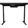 Lorgar Dual-motor sit/stand adjustable-height gaming desk with built-in PC case, wireless charger, RGB lighting, control panel, and USB jungtys, tempered glass tabletop, juodas.