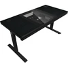 Lorgar Dual-motor sit/stand adjustable-height gaming desk with built-in PC case, wireless charger, RGB lighting, control panel, and USB jungtys, PB melamine surface tabletop, juodas.