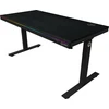 Lorgar Dual-motor sit/stand adjustable-height gaming desk with wireless charger, RGB lighting, control panel, and USB jungtys, PB melamine surface tabletop, juodas.