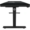 Lorgar Dual-motor sit/stand adjustable-height gaming desk with built-in PC case, wireless charger, RGB lighting, control panel, and USB jungtys, PB melamine surface tabletop, juodas.