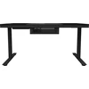 Lorgar Dual-motor sit/stand adjustable-height gaming desk with built-in PC case, wireless charger, RGB lighting, control panel, and USB jungtys, tempered glass tabletop, juodas.