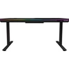 Lorgar Dual-motor sit/stand adjustable-height gaming desk with wireless charger, RGB lighting, control panel, and USB jungtys, solid tempered glass tabletop, juodas.