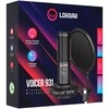 LORGAR Voicer 931, žaidimų mikrofonas, Juodas, USB kondensatorinis mikrofonas su strėlės stovu, pop filtru, trikojo stovu. Į komplektą įeina 1 mikrofonas, 1 strėlės stovas su C formos spaustuku, 1 apsauga nuo smūgių, 1 pop filtras, 1 apsauginis dangtelis nuo vėjo, 1 2,5 m C tipo USB laidas, 1 papildomas trikojis.