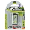 Akumuliatorius 6HR61 (E-Block, R22, 6R61, 6F22) 8.4V 200mAh Ni-Mh ANSMANN