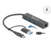 Delock 3 Port USB 3.2 Gen 1 Hub + Gigabit LAN