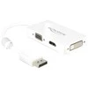 Delock Adapteris Displayport 1.1 vyriškas > VGA / HDMI / DVI moteriškas Pasyvus baltas