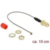 Delock Antennenkabel SMA (Buchse zum Einbau) > MHF (Stecker) (grau/auksinis, 10cm)