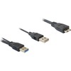 DELOCK kabelis USB 3.0 Y 1x USB 3.0 micro-B St+ USB 2.0-A St 20cm