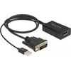 Delock Adapteris DVI kištukas prie DisplayPort 1.2 moteriškas juodas 4K 50 cm