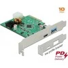 Delock PCI Express x4 Card to 1 x external USB Type-C™ female with PD function + 1 x external USB Type-A female SuperSpeed USB 10 Gbps (USB 3.2 Gen 2)