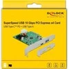 Delock PCI Express x4 Card to 1 x external USB Type-C™ female with PD function + 1 x external USB Type-A female SuperSpeed USB 10 Gbps (USB 3.2 Gen 2)