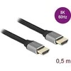 Delock Ultra High Speed HDMI kabelis 48 Gbps 8K 60 Hz pilkas 0,5 m sertifikuotas