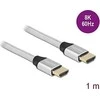 Delock Ultra High Speed HDMI kabelis 48 Gbps 8K 60 Hz sidabrinis 1 m sertifikuotas