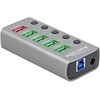 Delock USB 3.2 Gen 1 šakotuvas su 4 prievadais + 1 greito įkrovimo prievadu su jungikliu