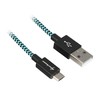 Sharkoon USB 2.0 Kabelis, USB-A Stecker > Micro-USB Stecker (juodas/hellblau, 1 Meter, gesleevt)