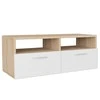 TV staliukas TV spintelės, 2vnt., ąžuolo/baltos, 95x35x36cm, mediena