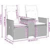 Atlošiama dvivietė sodo sofa su staliuku, juoda, poliratanas