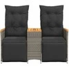 Atlošiama dvivietė sodo sofa su staliuku, pilka, poliratanas