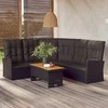 Lauko baldų komplektas Atlošiama kampinė sofa su pagalvėlėmis, juoda, poliratanas