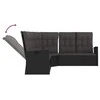 Lauko baldų komplektas Atlošiama kampinė sofa su pagalvėlėmis, juoda, poliratanas