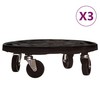 Augalų padėklai su ratukais, 3vnt., juodi, 40cm, 275kg