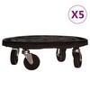 Augalų padėklai su ratukais, 5vnt., juodi, 40cm, 275kg