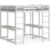 Aukšta lova su rašomuoju stalu ir kopėčiomis, balta, 140x200cm