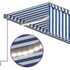 Markizė su uždanga/LED/vėjo jutikliu, mėlyna/balta, 5x3m