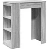 Baro stalas su lentynomis, pilkas, 95x47x103,5cm, mediena