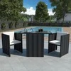 Lauko baldų komplektas Bistro baldų komplektas su pagalvėmis, 3d., juodas, polirat.