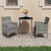 Lauko baldų komplektas Bistro komplektas, 3 dalių, pilkas, poliratanas ir stiklas