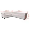Chesterfield kampinė šešiavietė sofa, dirbtinė oda, balta
