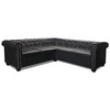 Chesterfield penkiavietė kampinė sofa, juoda, dirbtinė oda