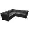 Chesterfield penkiavietė kampinė sofa, juoda, dirbtinė oda