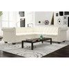 Chesterfield penkiavietė kampinė sofa, dirbtinė oda, balta