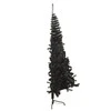 Dirbtinė pusinė Kalėdų eglutė su stovu, juoda, 150cm, PVC