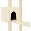 Draskyklė katėms su draskymo stovais, kreminės spalvos, 82cm
