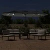 Dvigubas sodo skėtis nuo saulės su LED, antracito, 449x245cm
