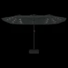 Dvigubas sodo skėtis nuo saulės su LED, antracito, 449x245cm