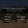 Dvigubas sodo skėtis nuo saulės su LED, juodas, 449x245cm