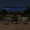 Dvigubas sodo skėtis nuo saulės su LED, mėlynas, 449x245cm